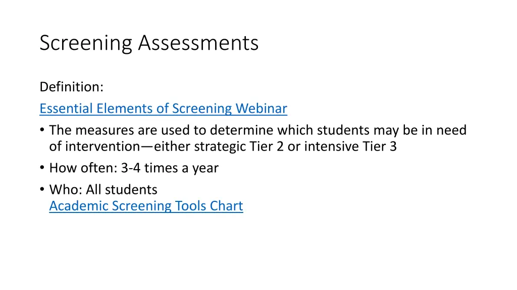 screening assessments