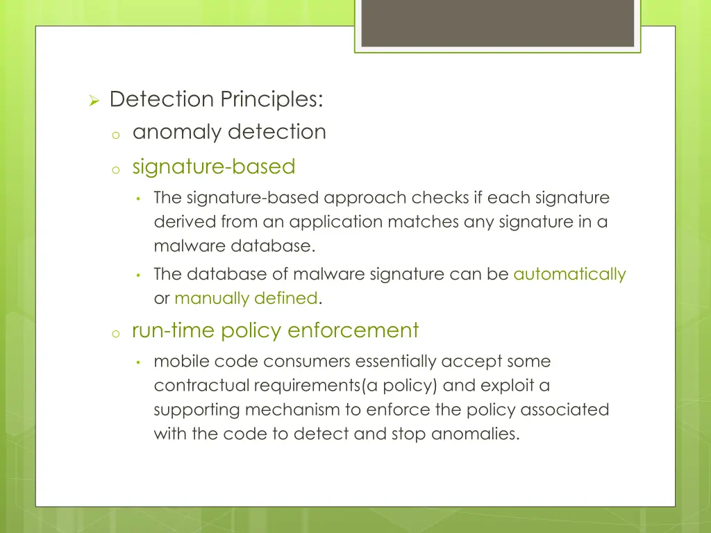 detection principles o anomaly detection