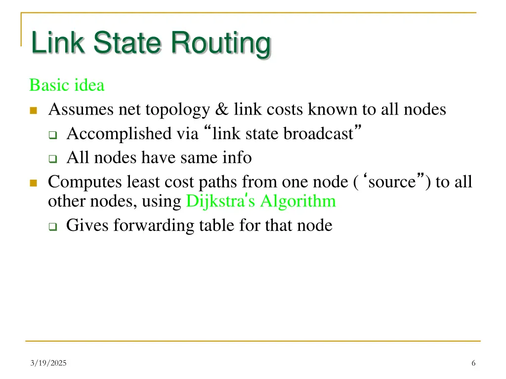 link state routing