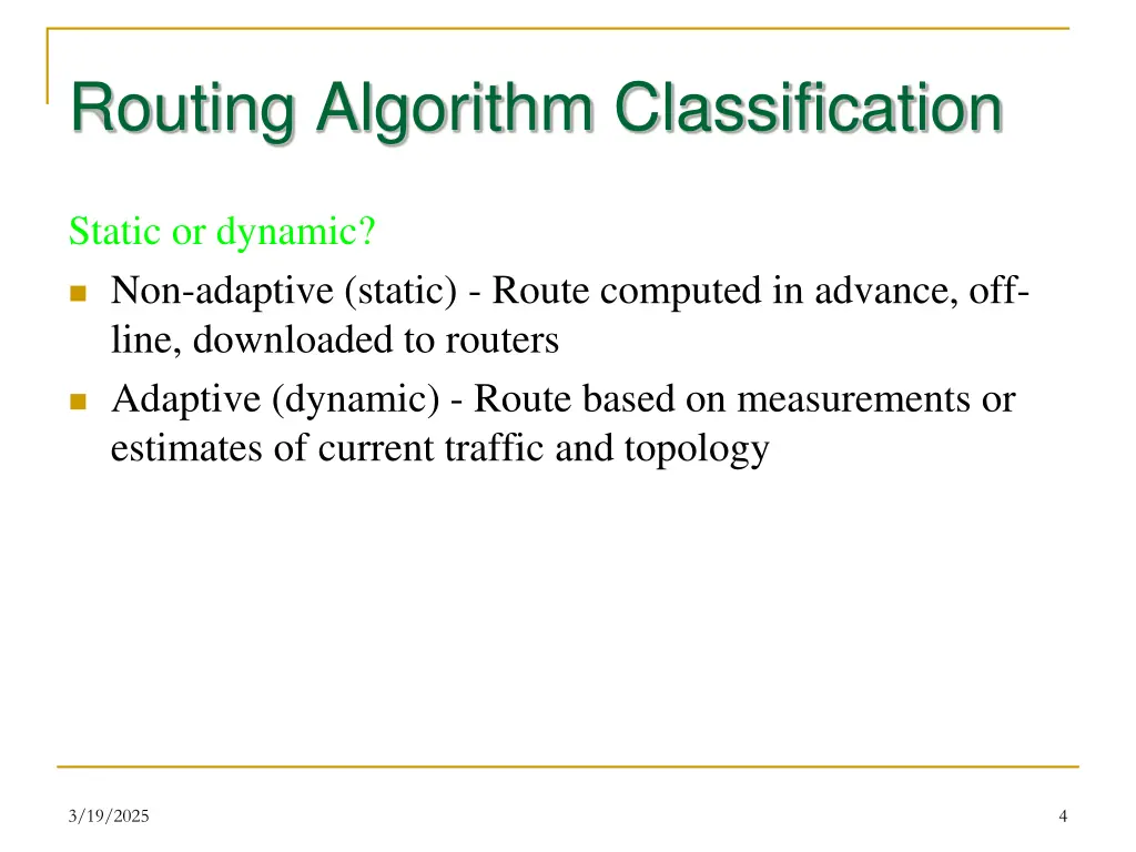 routing algorithm classification