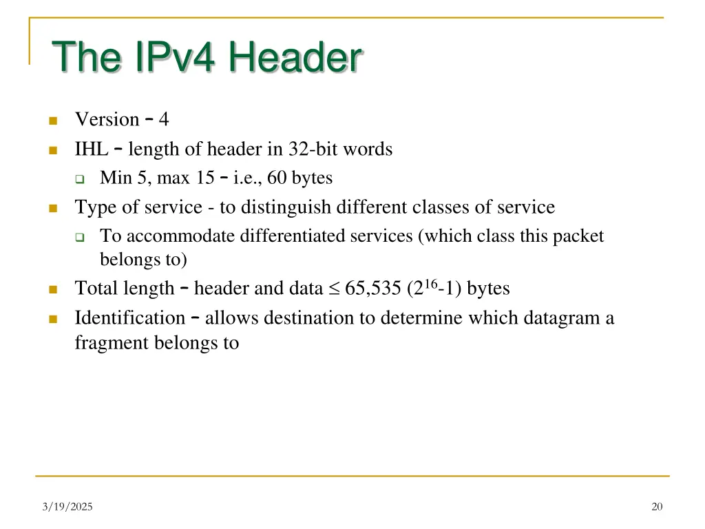 the ipv4 header
