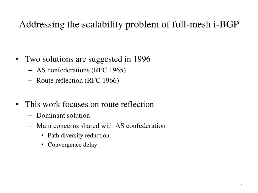 addressing the scalability problem of full mesh