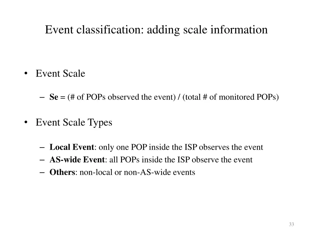 event classification adding scale information
