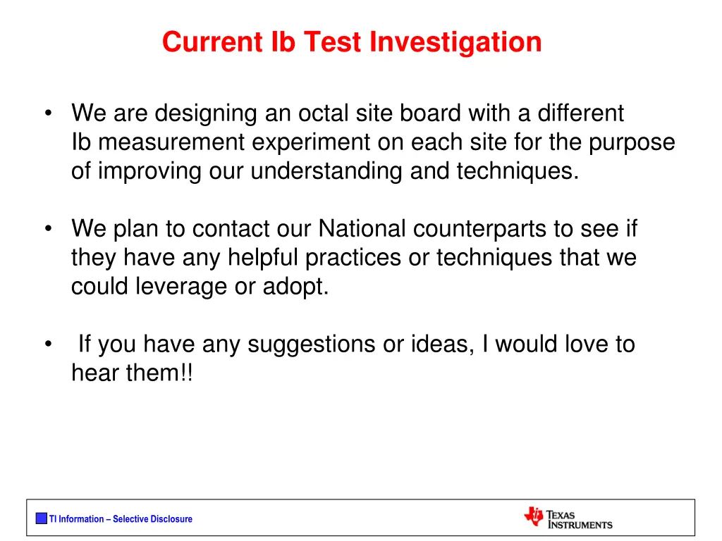 current ib test investigation