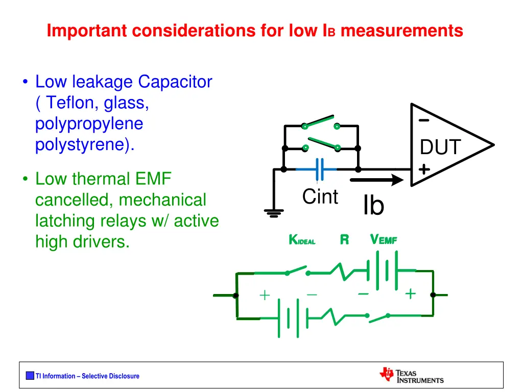important considerations for low i b measurements