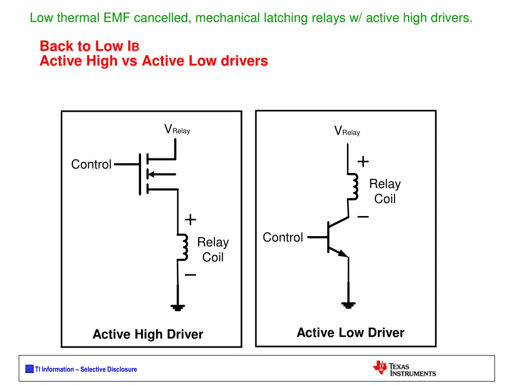 low thermal emf cancelled mechanical latching