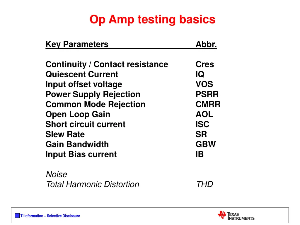 op amp testing basics