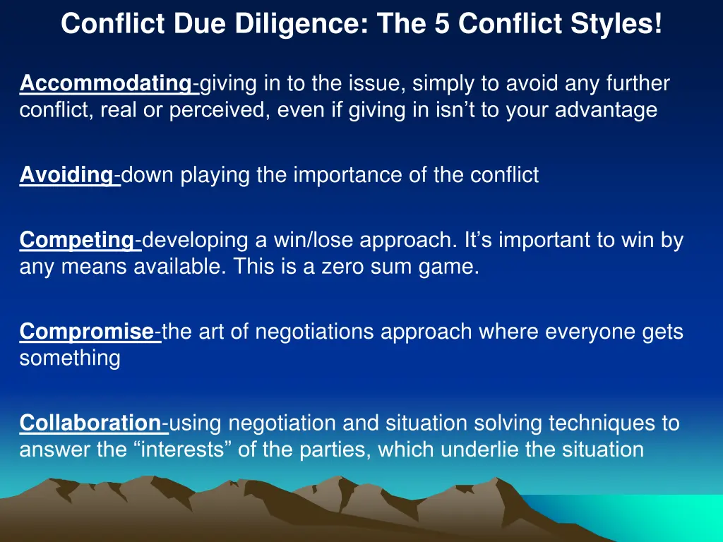 conflict due diligence the 5 conflict styles