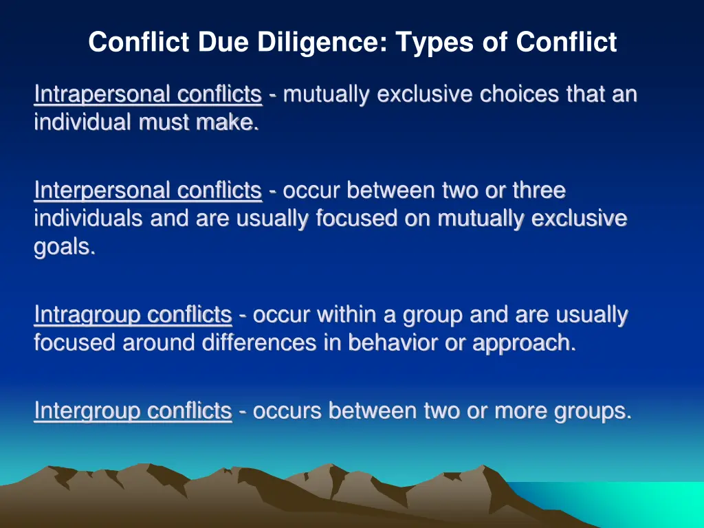conflict due diligence types of conflict