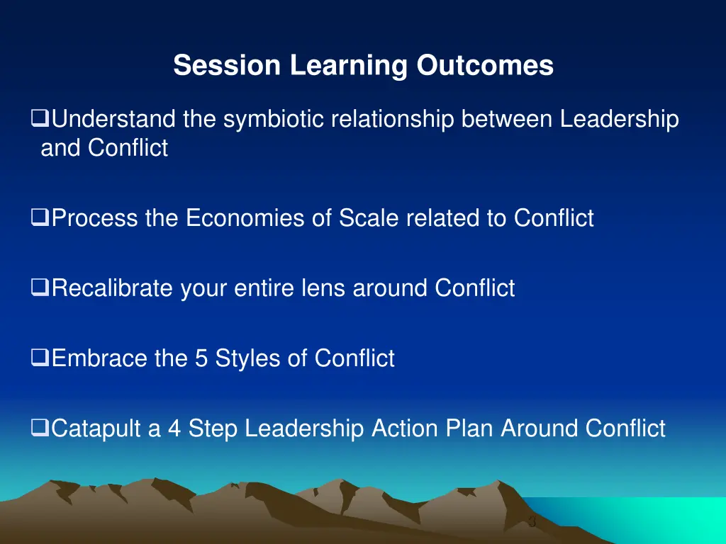 session learning outcomes