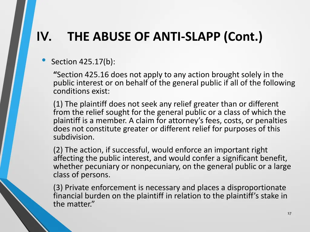 the abuse of anti slapp cont