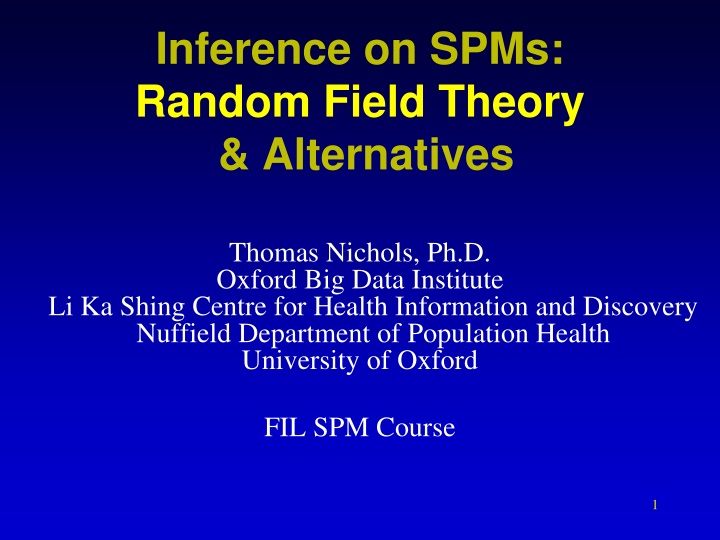 inference on spms random field theory alternatives