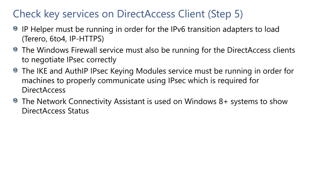 check key services on directaccess client step 1