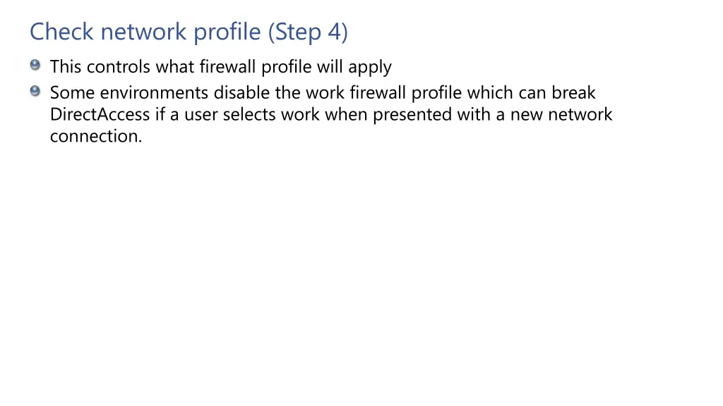 check network profile step 4 this controls what