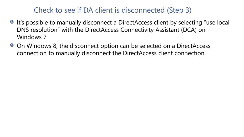 check to see if da client is disconnected step 3 1
