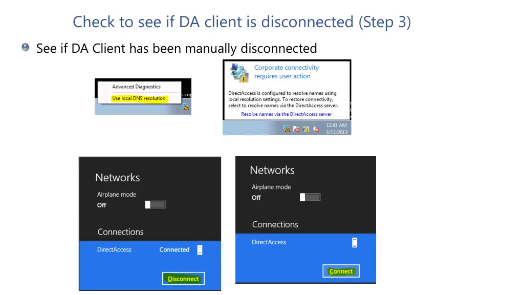 check to see if da client is disconnected step 3