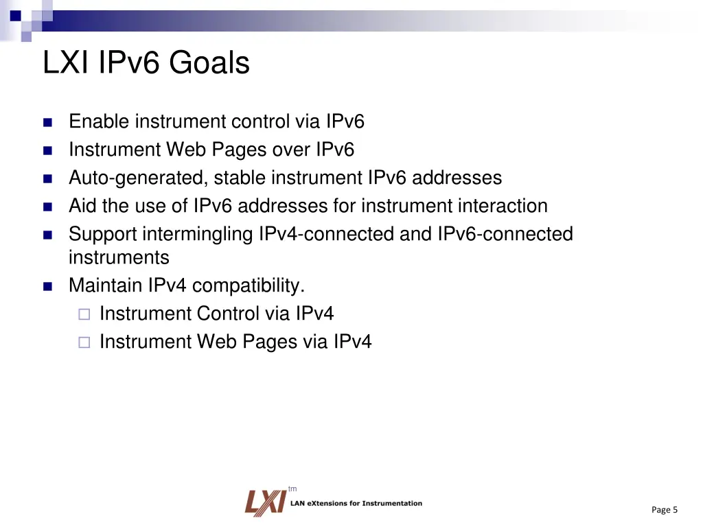 lxi ipv6 goals