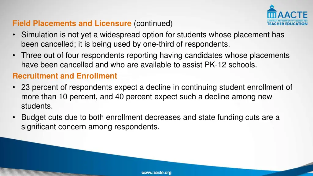 field placements and licensure continued