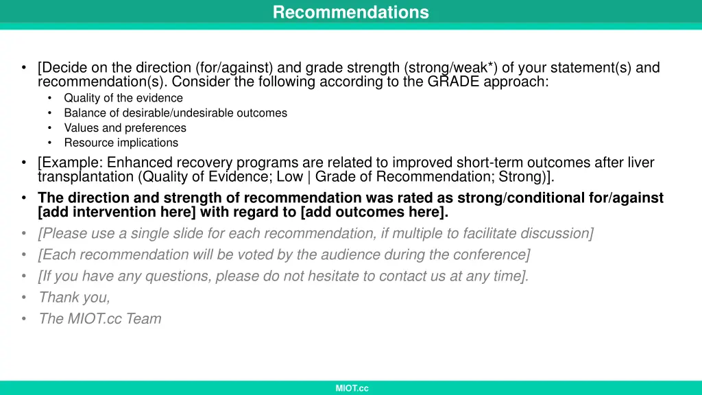 recommendations