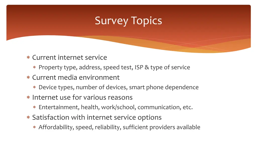 survey topics