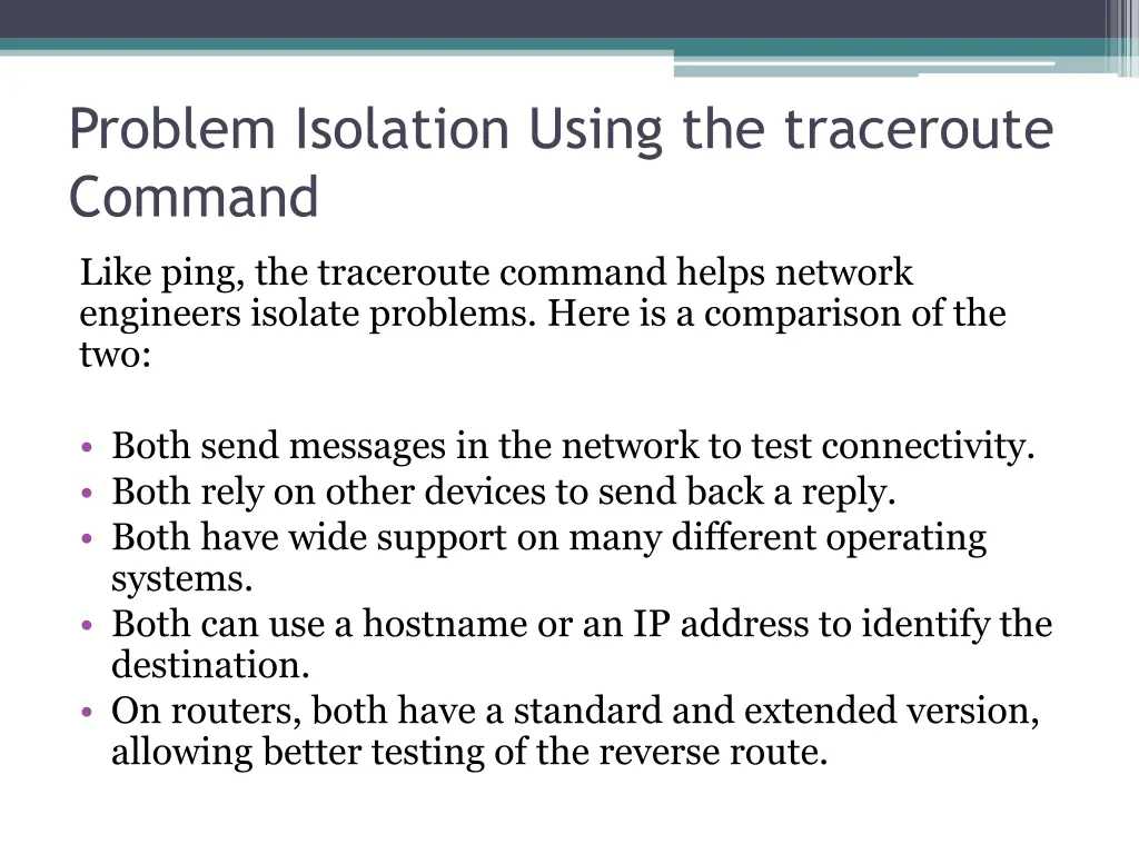 problem isolation using the traceroute command