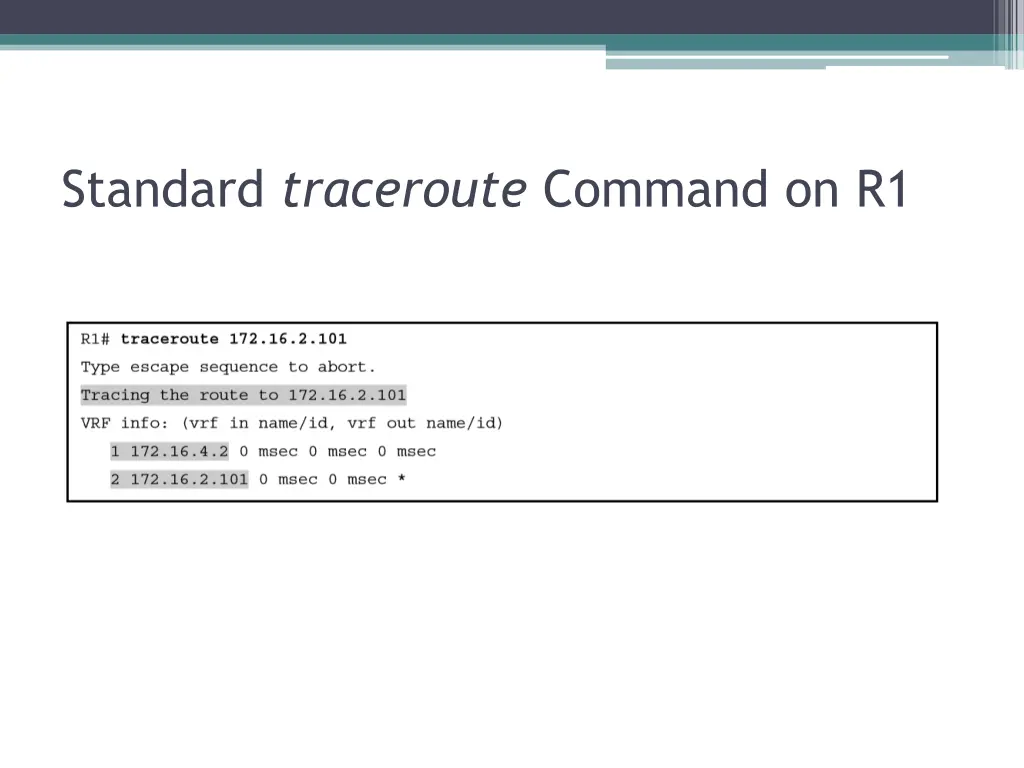 standard traceroute command on r1
