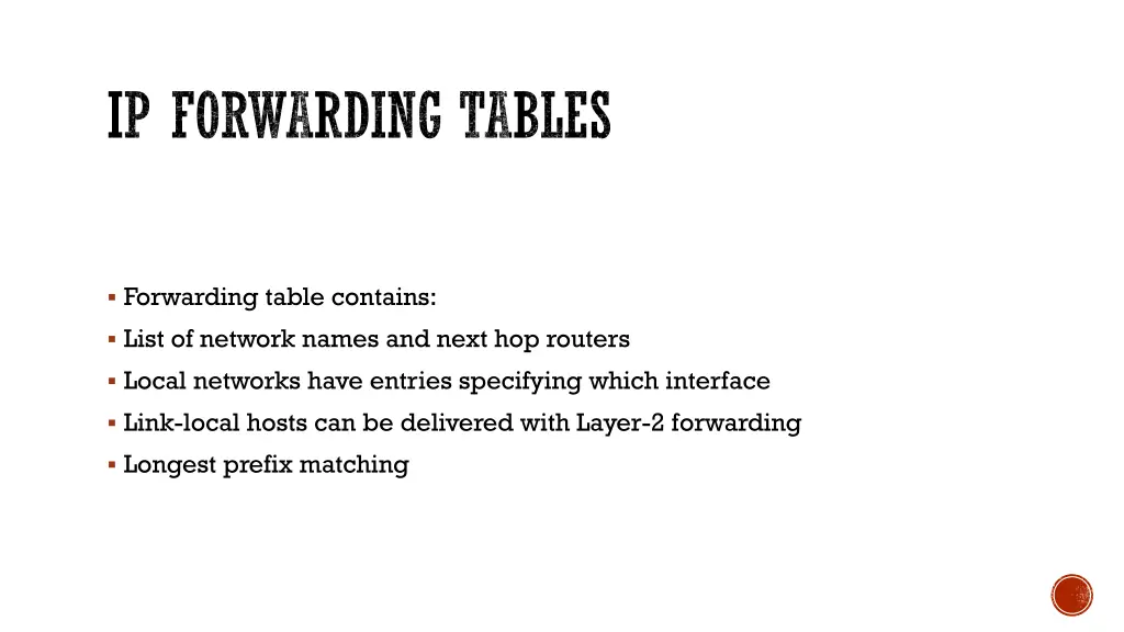 ip forwarding tables