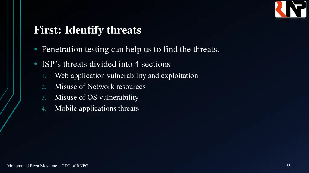 first identify threats