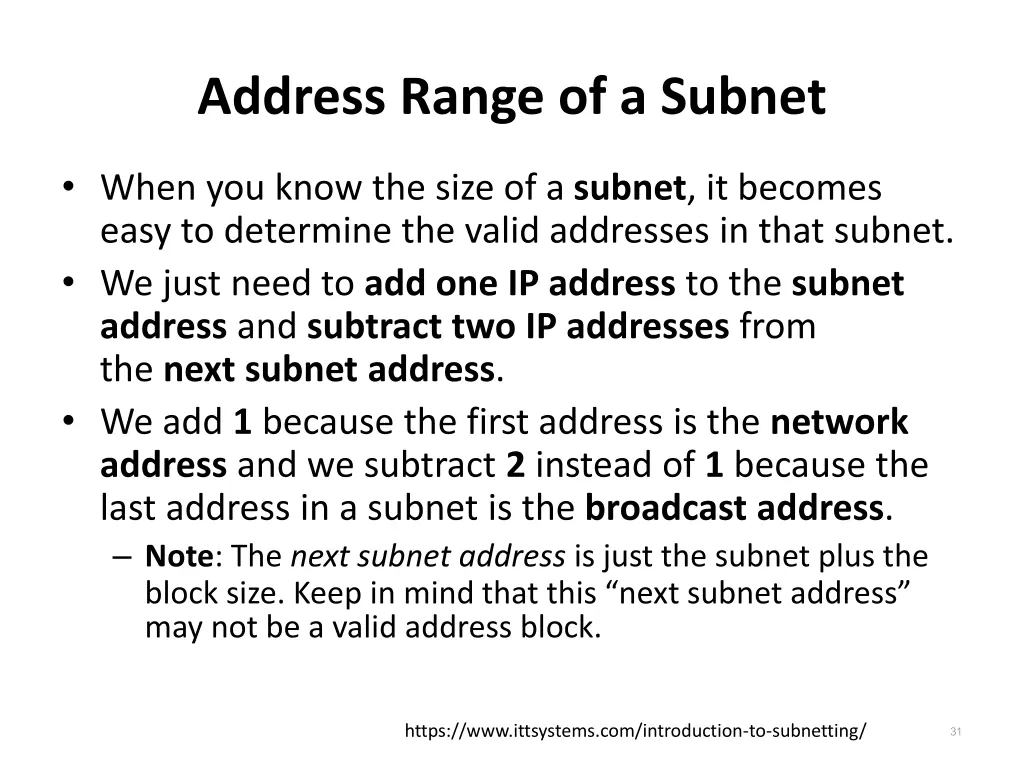 address range of a subnet