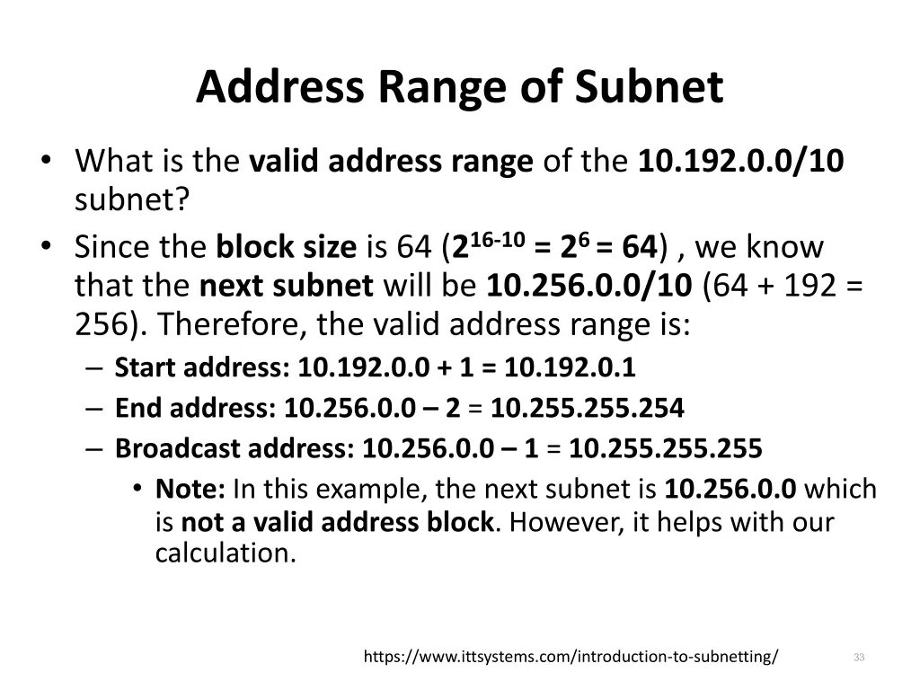address range of subnet