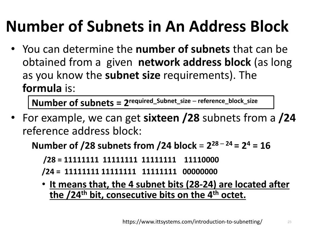 number of subnets in an address block
