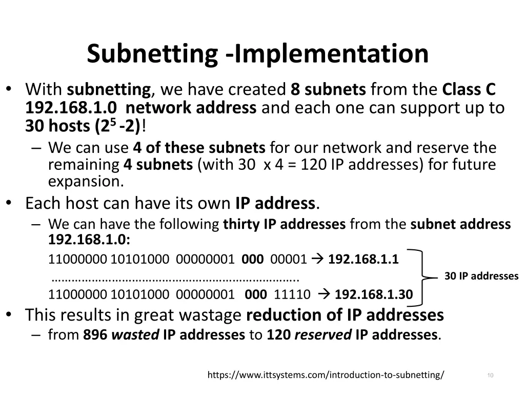 subnetting implementation with subnetting we have