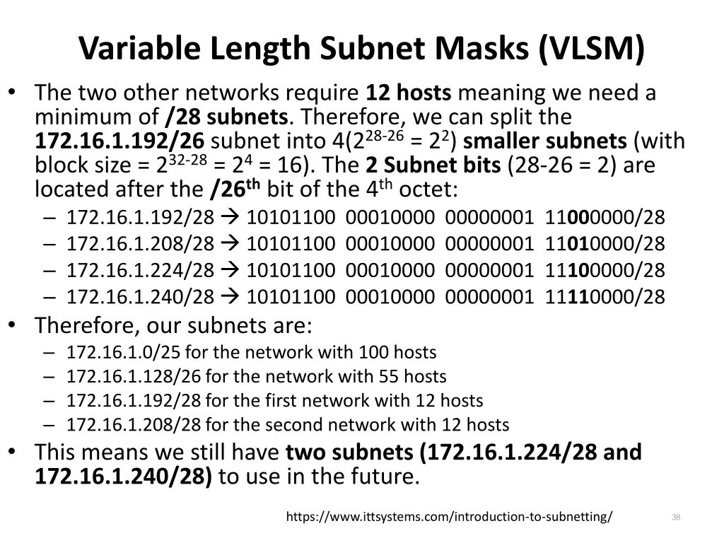 variable length subnet masks vlsm the two other