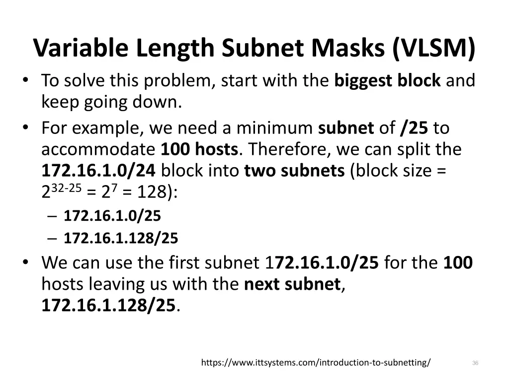 variable length subnet masks vlsm to solve this