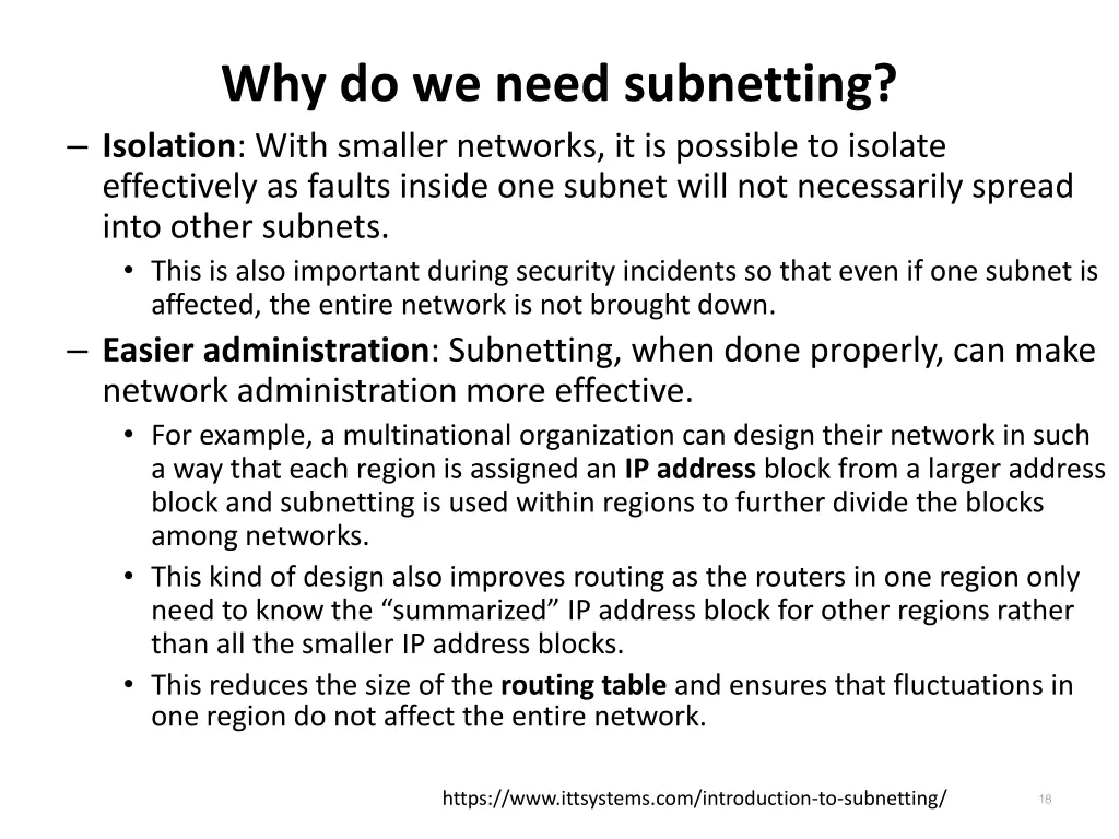 why do we need subnetting isolation with smaller