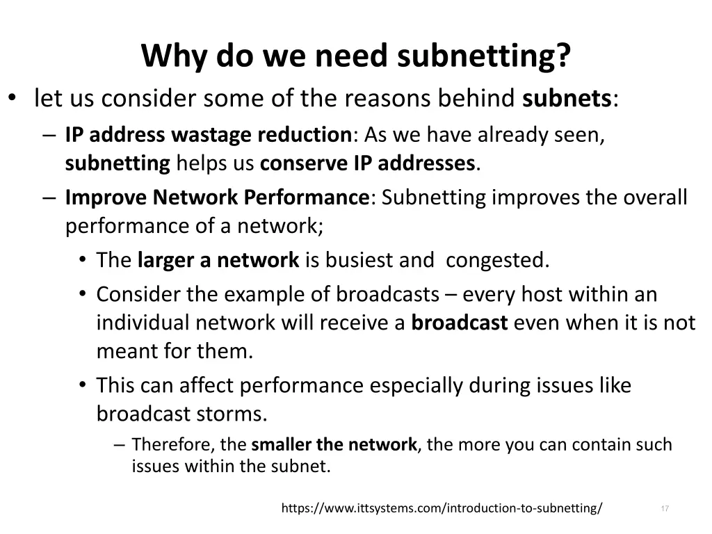 why do we need subnetting let us consider some