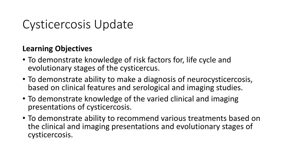 cysticercosis update 2