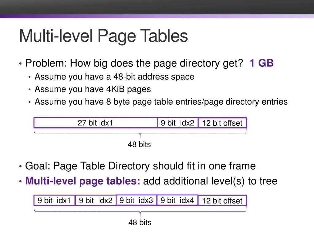 multi level page tables