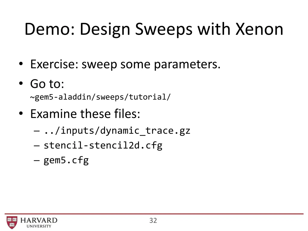 demo design sweeps with xenon