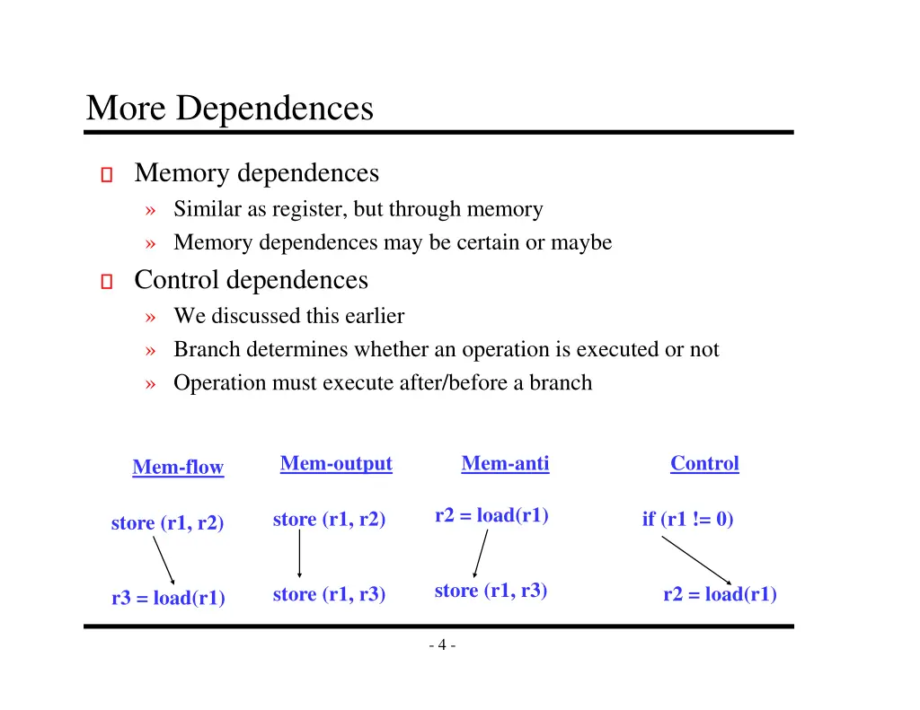 more dependences