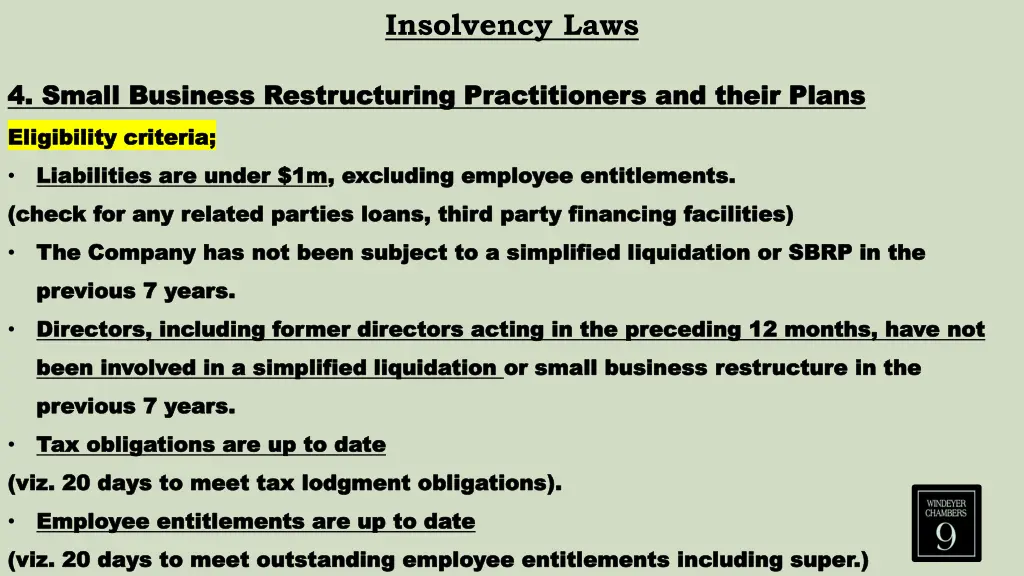 insolvency laws 15