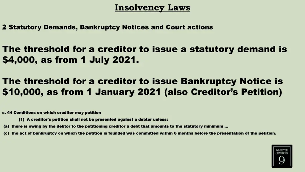 insolvency laws 2