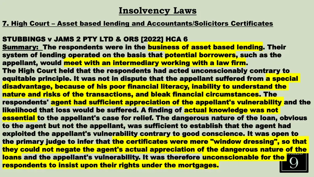 insolvency laws 30