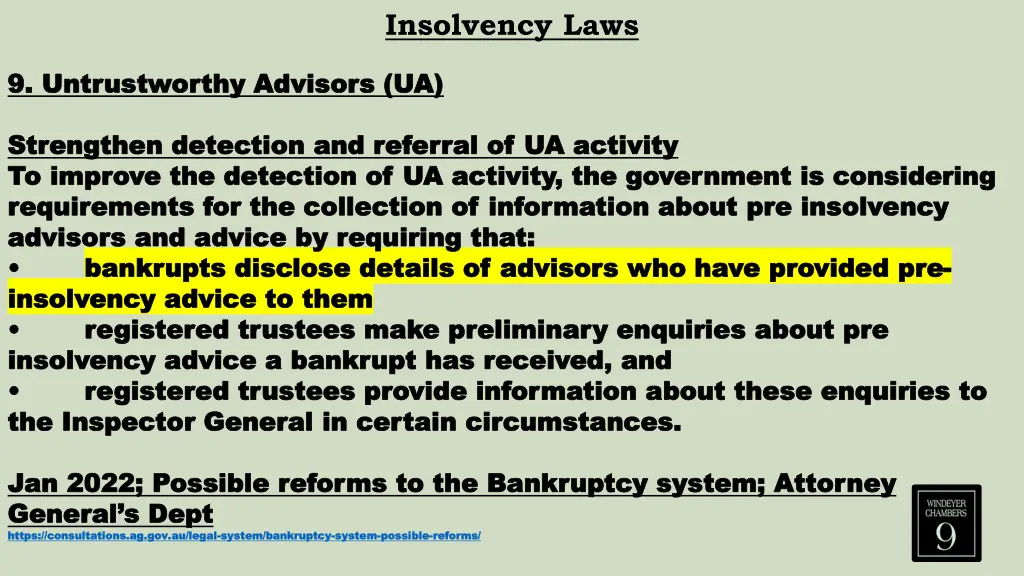 insolvency laws 41