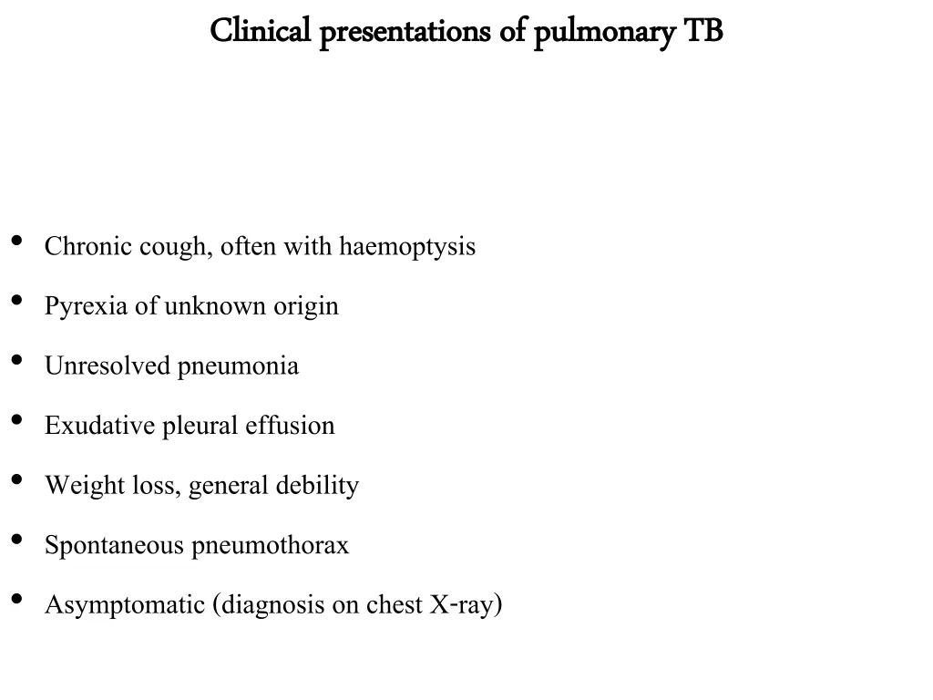 clinical presentations of pulmonary tb clinical