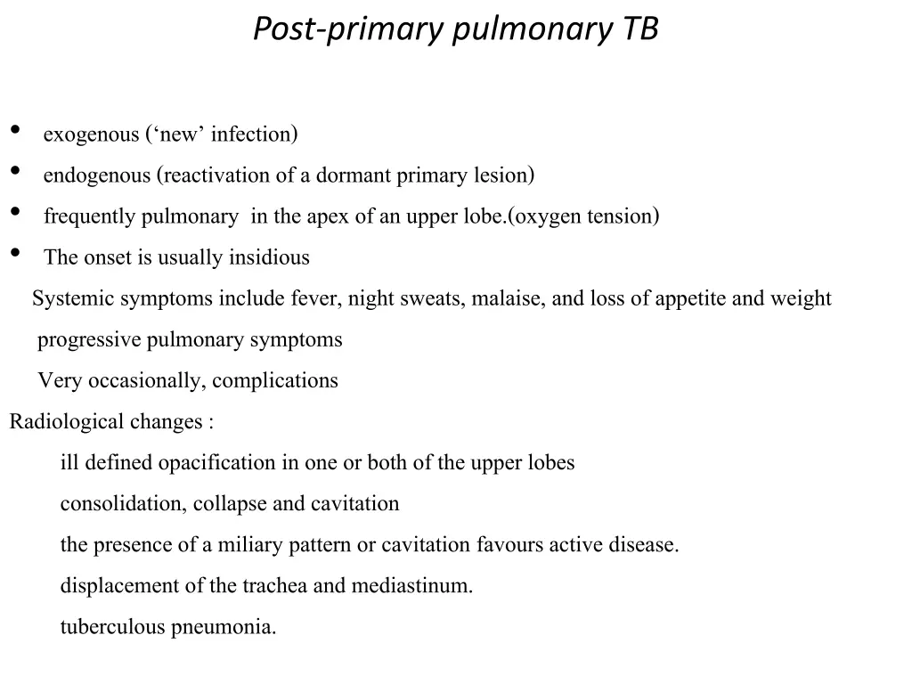 post primary pulmonary tb
