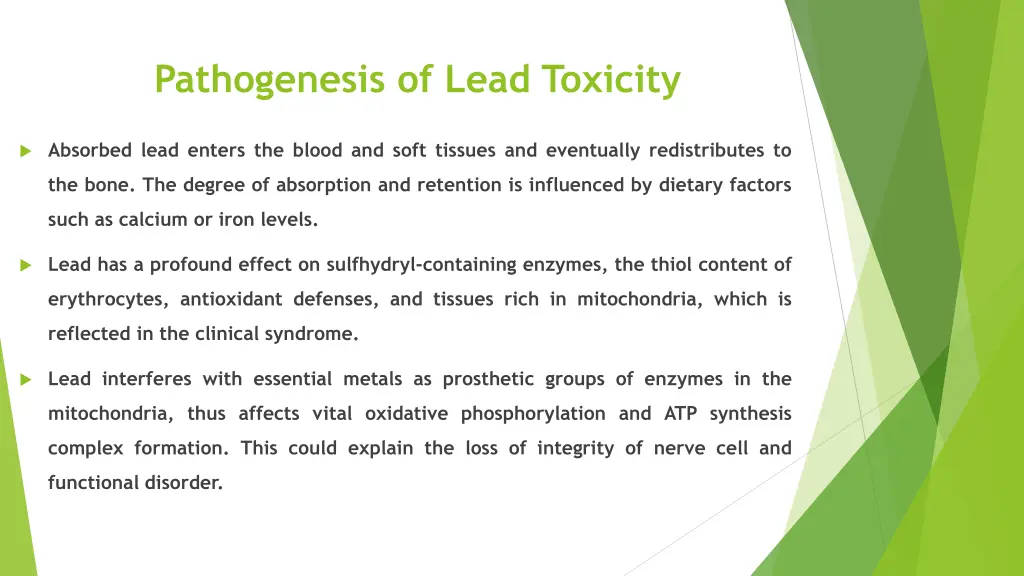pathogenesis of lead toxicity
