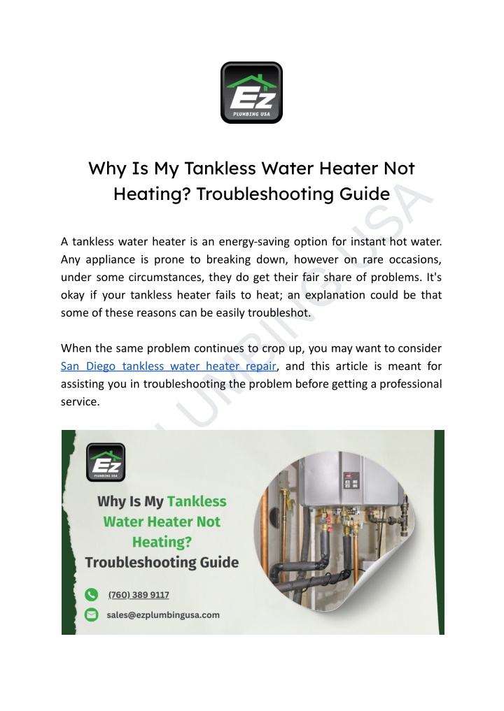 why is my tankless water heater not heating