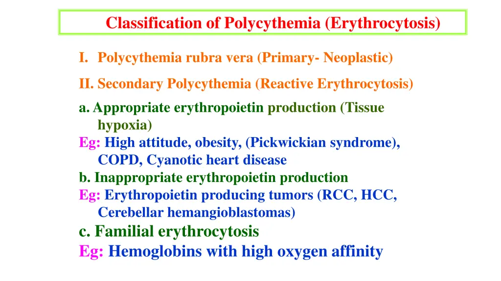 classification of polycythemia erythrocytosis