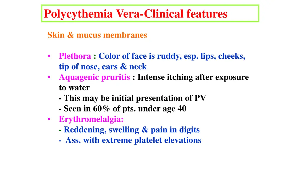 polycythemia vera clinical features